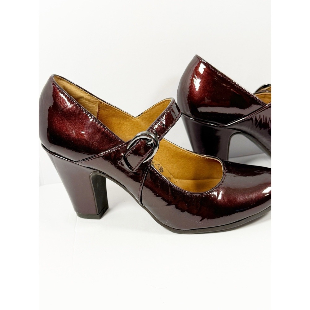 Sofft Miranda Mary Jane Pump Block Heel Patent Leather Y2K Burgandy Retro Sz 7 - Picture 8 of 16